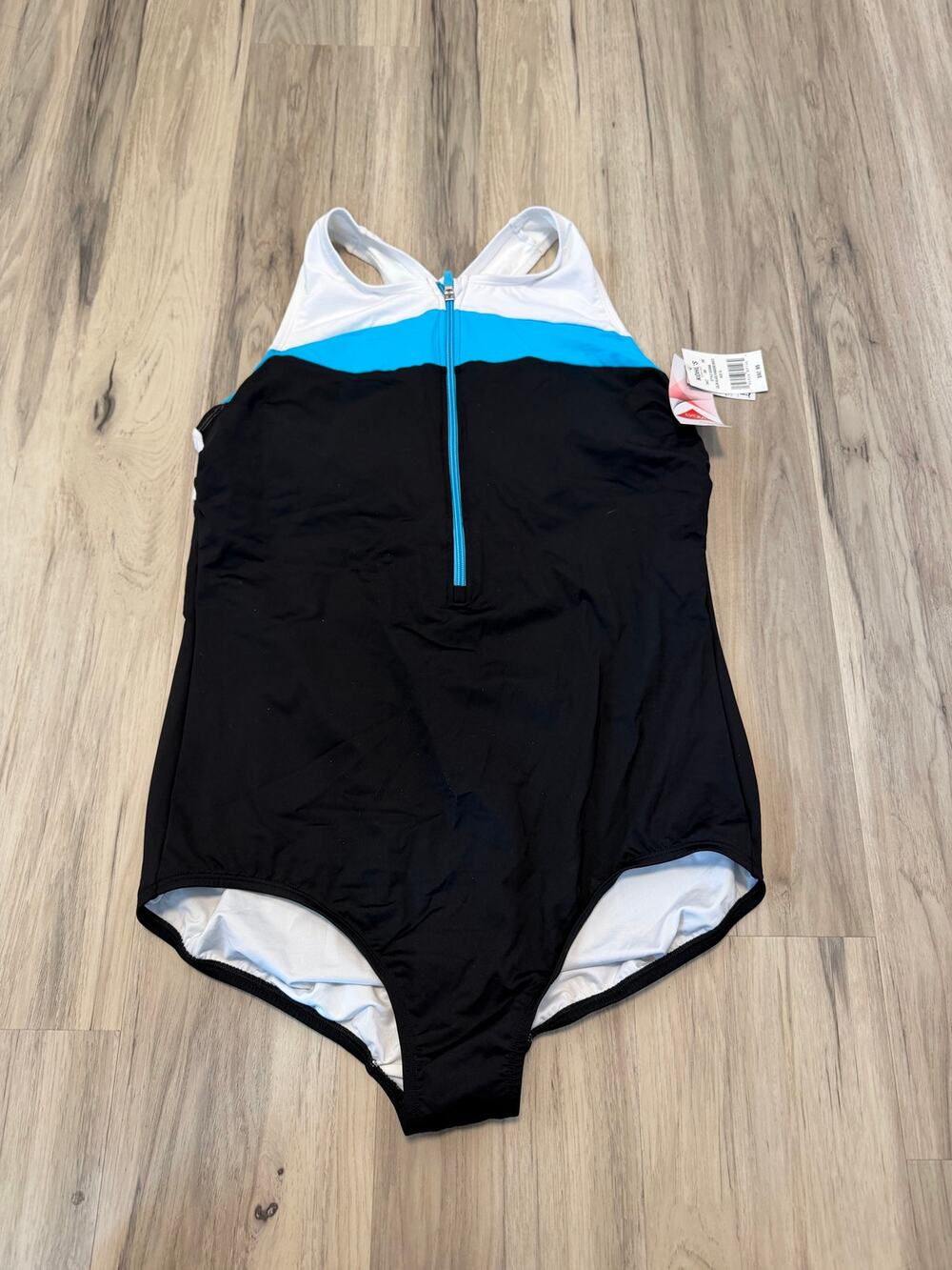NWT Land's End Women's One Piece Swimsuit Zip Front Lined XL Cross Back